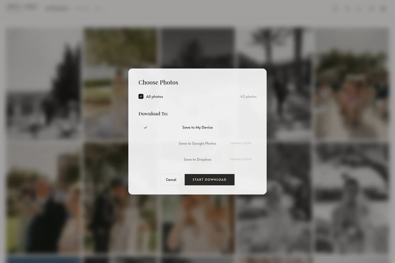 Der Download-Dialog der Galerie